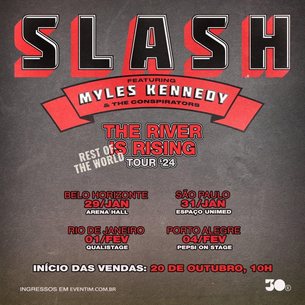 Slash feat Myles Kennedy & The Conspirators confirmam passagem da turnê mundial “The River is Rising” pelo&nbsp;Brasil