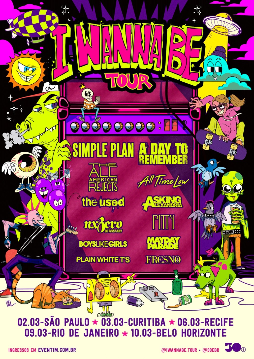 I Wanna Be Tour estreia com Simple Plan, A Day To Remember, The All-American Rejects, NX Zero, e outros nomes que marcaram o pop punk dos anos&nbsp;2000