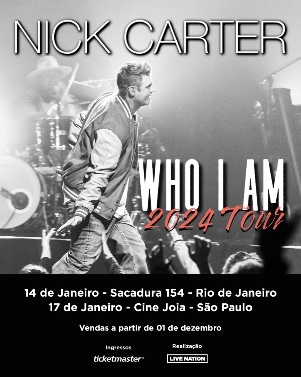 Nick Carter traz sua turnê solo Who I Am para o Brasil em 2024, com shows no Rio de Janeiro e em São&nbsp;Paulo