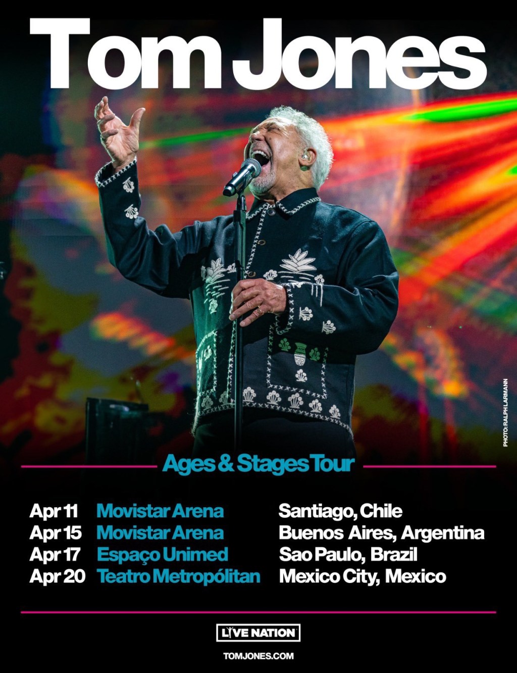 Tom Jones anuncia show no Brasil, no dia 17 de abril de 2024, em São&nbsp;Paulo