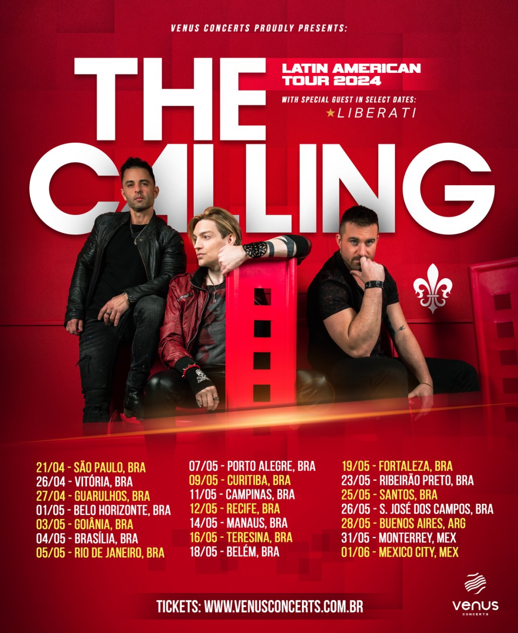 The Calling divulga mais datas no Brasil na nova turnê em&nbsp;2024