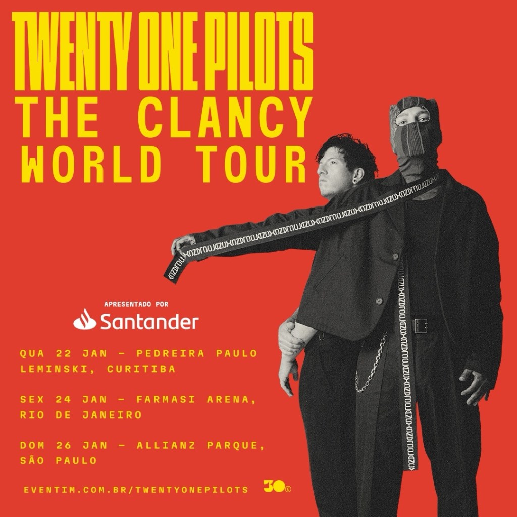 Twenty One Pilots coloca o Brasil na rota da turnê mundial&nbsp;Clancy