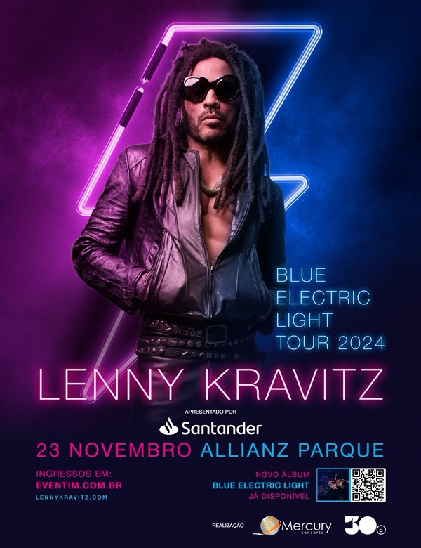 Lenny Kravitz anuncia data no Brasil da turnê mundial Blue Electric Light Tour&nbsp;2024