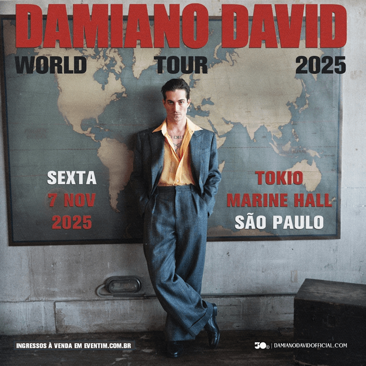 Damiano David anuncia turnê mundial solo com passagem pelo Brasil em&nbsp;2025