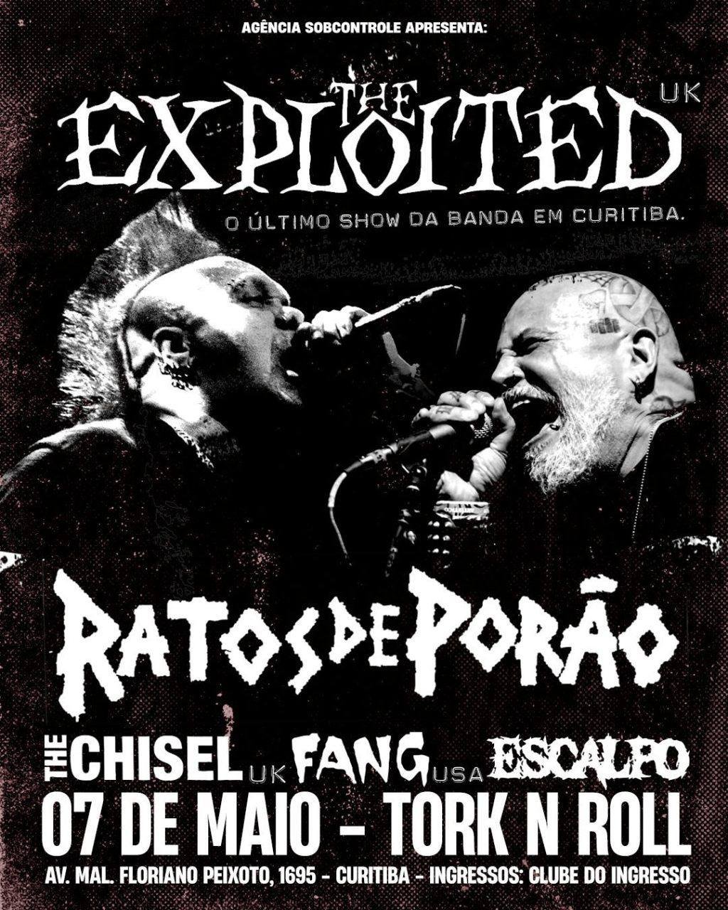 The Exploited anuncia show de despedida dos palcos em&nbsp;Curitiba