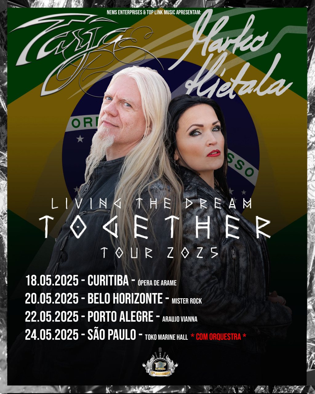 Tarja Turunen e Marko Hietala retornam ao Brasil para turnê especial em maio; show em São Paulo contará com&nbsp;orquestra