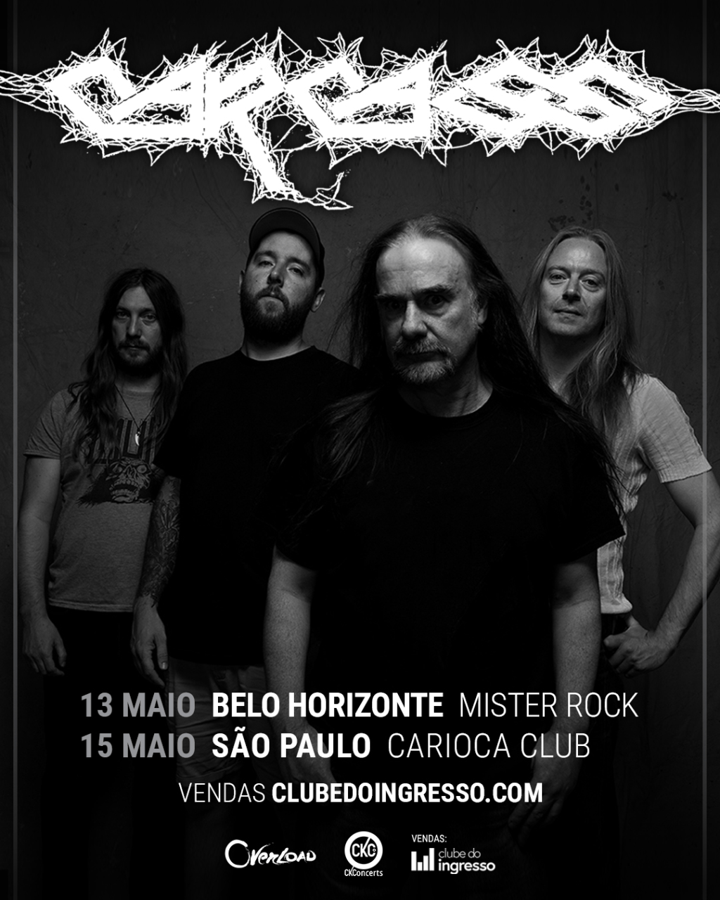Carcass, lenda da música pesada, retorna ao Brasil com dois shows em&nbsp;maio