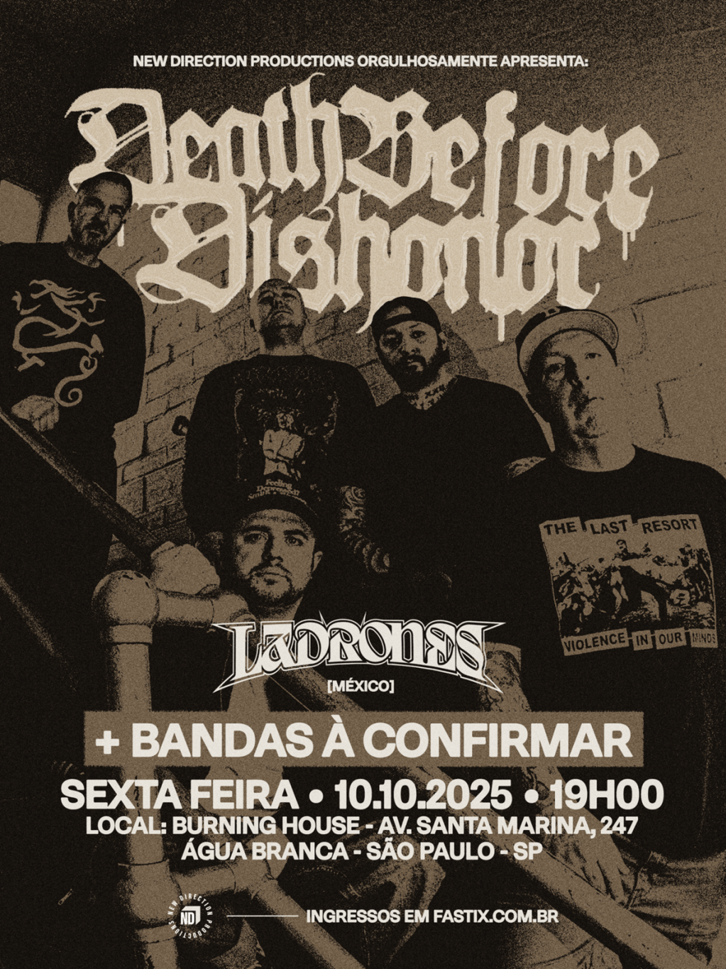 Hardcore e rap metal juntos em São Paulo com Death Before Dishonor e&nbsp;Ladrones