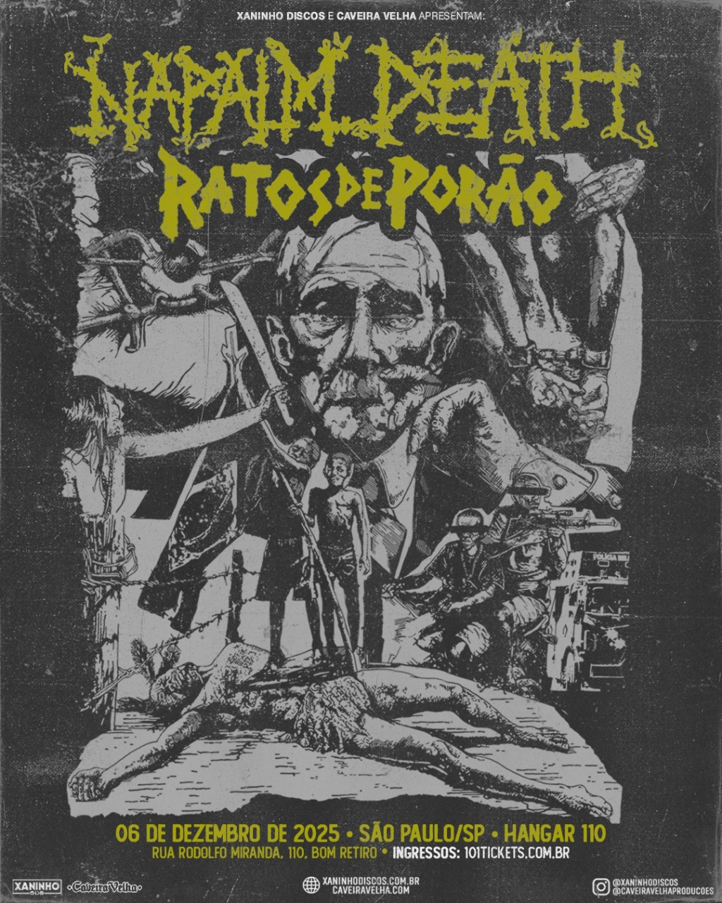Napalm Death e Ratos de Porão em show único no Brasil em&nbsp;2025