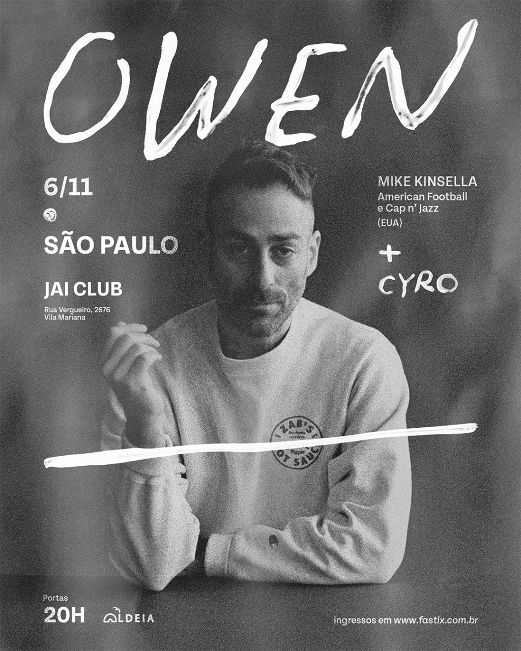 Cyro Sampaio é convidado do show solo de Owen (Cap’n Jazz) em São&nbsp;Paulo