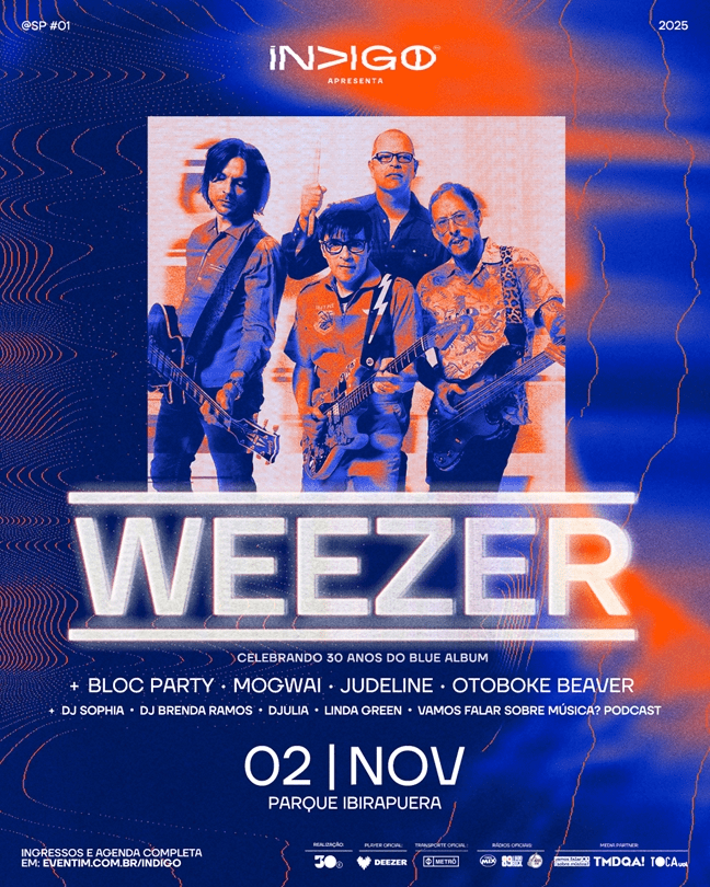 ÍNDIGO revela horários dos shows de Weezer, Bloc Party e Mogwai no Parque Ibirapuera neste&nbsp;domingo