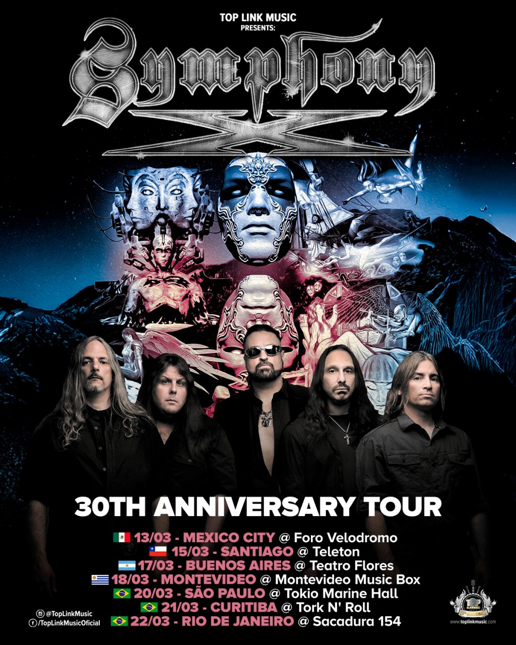 Novas datas confirmadas do Symphony X na América Latina em 2026 para celebrar 30 anos de carreira; ingressos já à&nbsp;venda