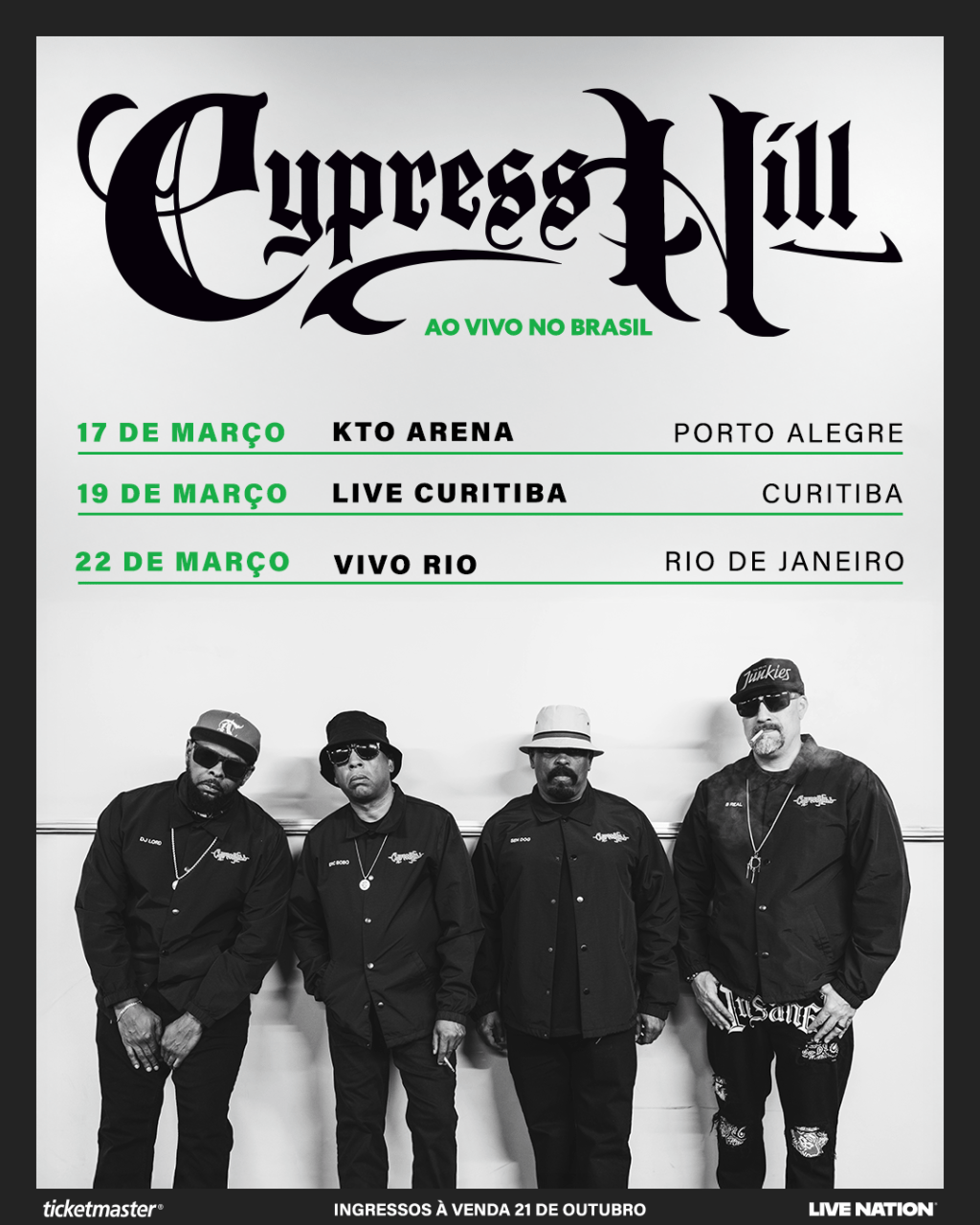 CYPRESS HILL ANUNCIA TRÊS SHOWS NO BRASIL EM 2026 