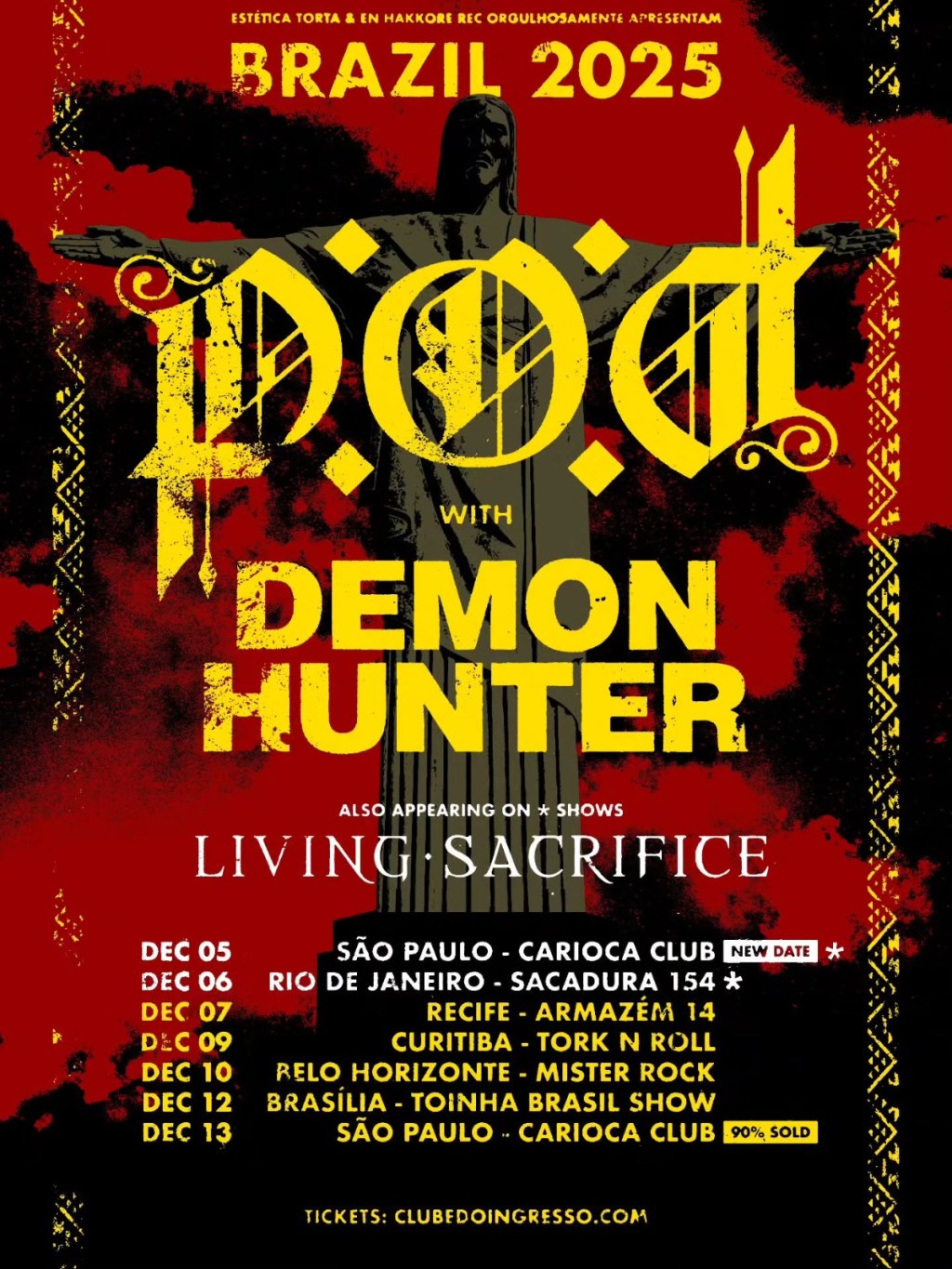 P.O.D. e Demon Hunter anunciam data extra em São Paulo e adição da lendária banda Living Sacrifice em duas datas da turnê no&nbsp;Brasil