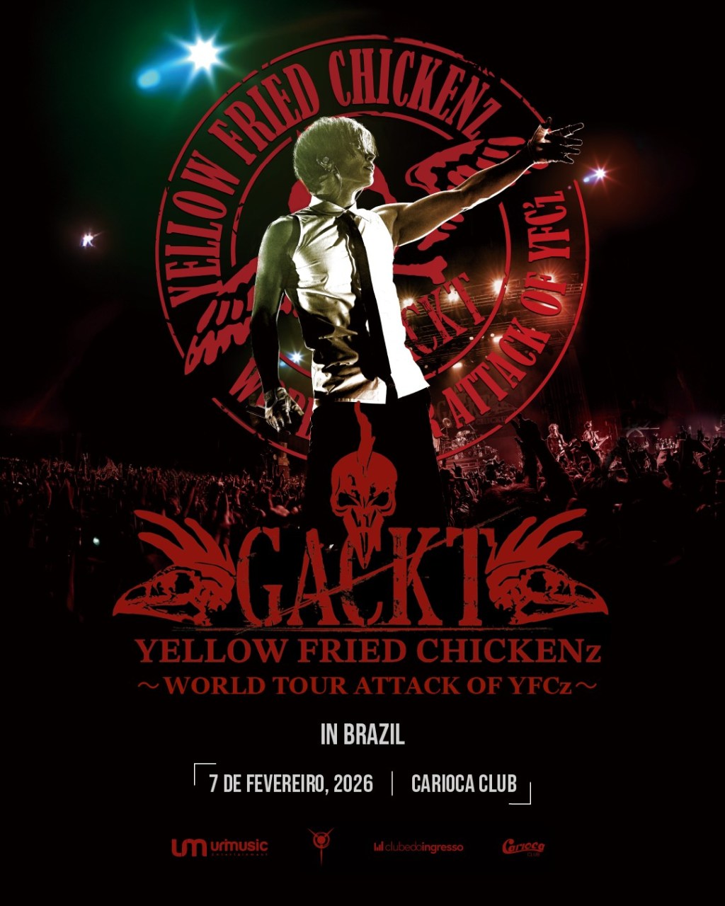 GACKT & YELLOW FRIED CHICKENz anunciam showexclusivo no Brasil em fevereiro de&nbsp;2026