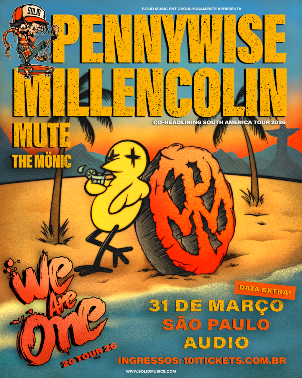 We Are One Tour 2026 com Pennywise e Millencolin terá data extra em São&nbsp;Paulo