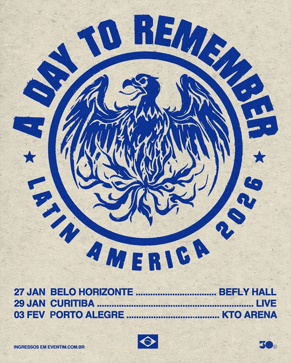 A Day To Remember anuncia três shows solo no Brasil em&nbsp;2026