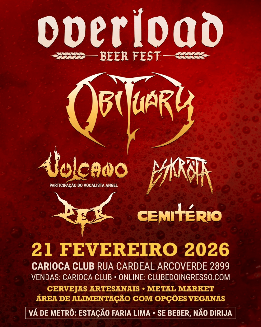 Obituary celebra 35 anos de disco clássico no Overload Beer&nbsp;Fest