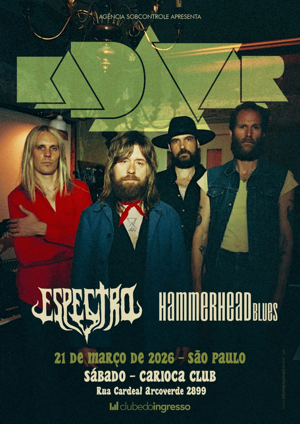 Kadavar em São Paulo (21/03): Hammerhead Blues e Espectro serão as bandas de&nbsp;abertura