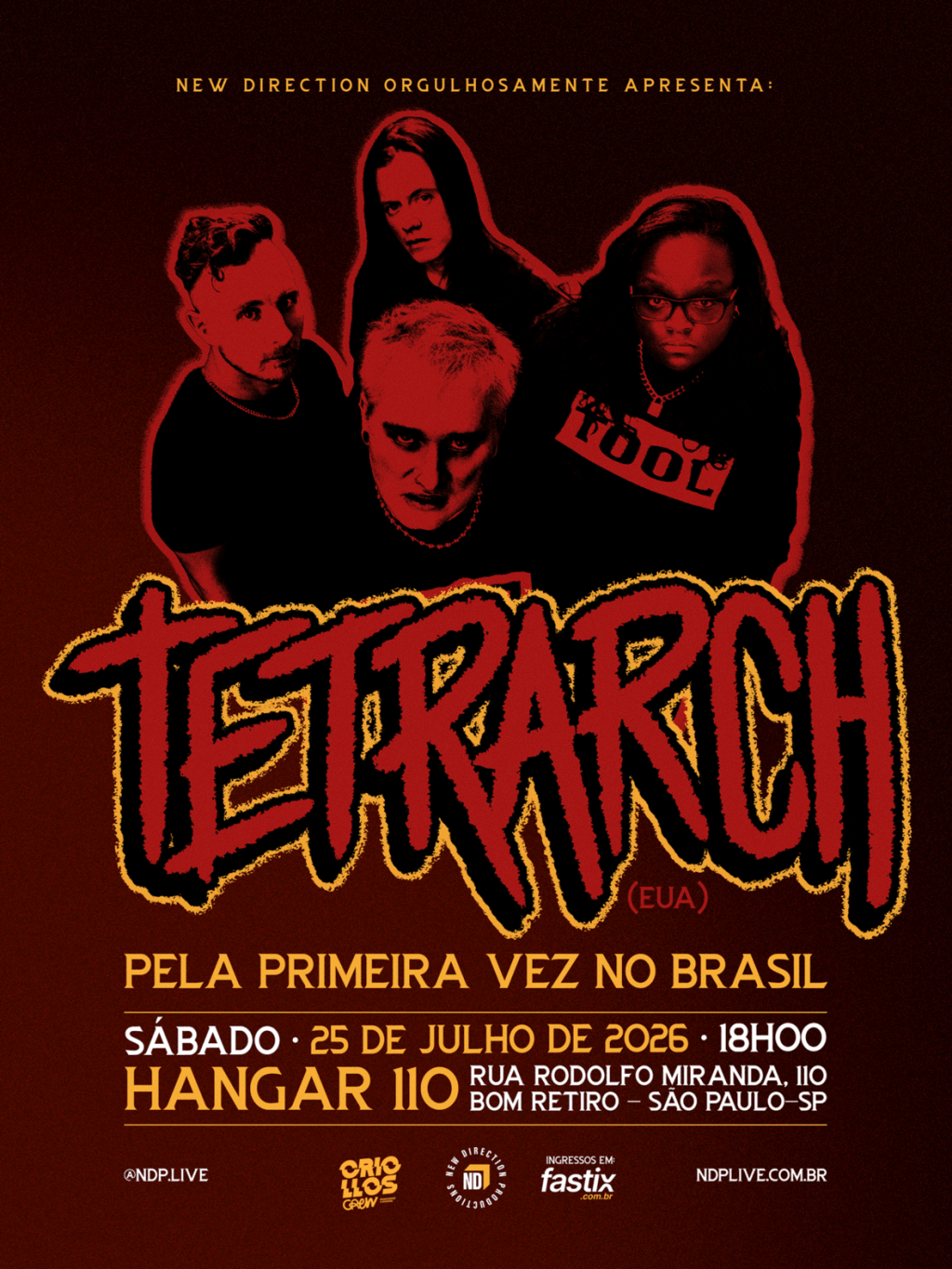 Tetrarch, sensação mundial do metal moderno, estreia no Brasil show único em São Paulo