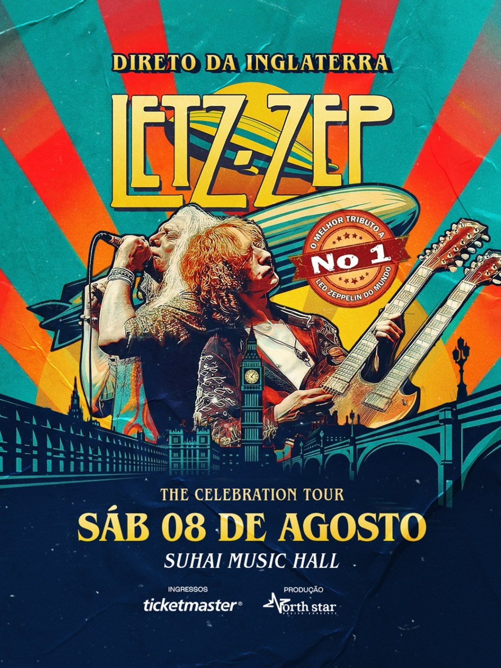 LETZ ZEP, TRIBUTO OFICIAL ao LED ZEPPELIN, se apresenta em AGOSTO na SUHAI MUSIC HALL.