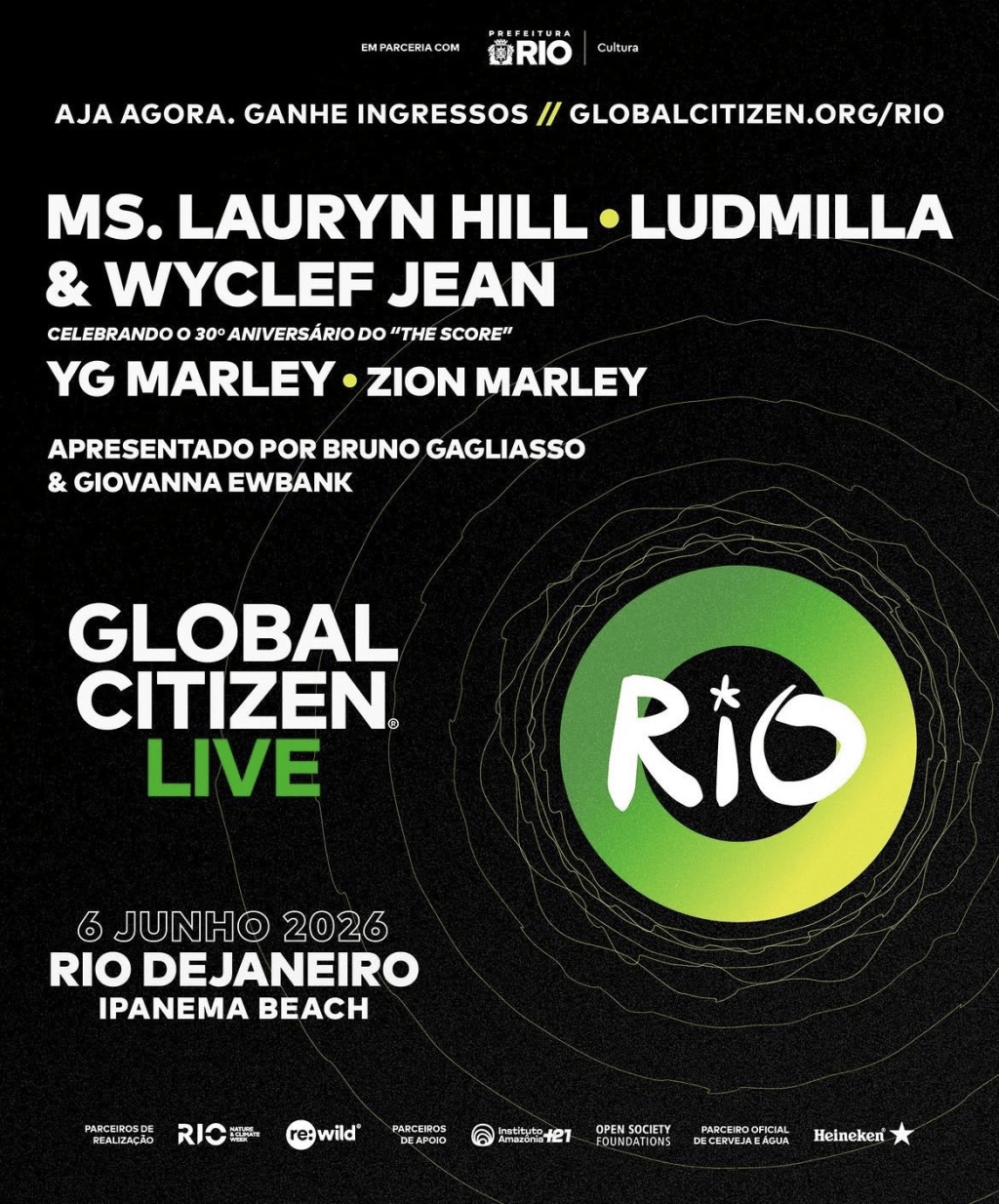 Global Citizen anuncia Ludmilla como co-headliner ao lado de Ms. Lauryn Hill e Wyclef Jean no Global Citizen Live: Rio de&nbsp;Janeiro