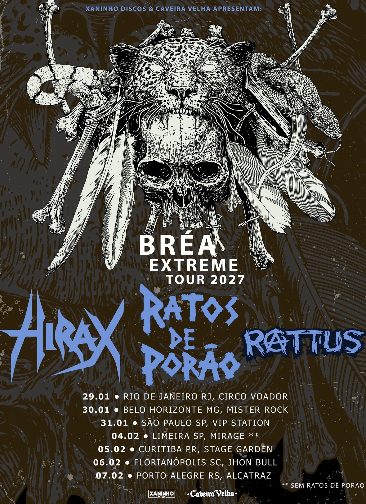 Bréa Extreme Tour 2027 junta três pioneiros do crossover e do thrash metal
